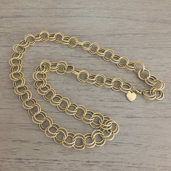 Betsey Johnson double loop gold tone necklace - Picture 1 of 4